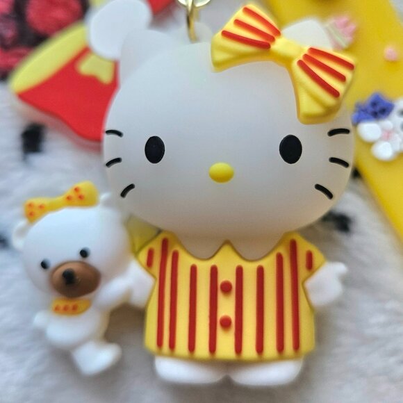 New Hello Kitty Keychain/Bag Charm in Yellow with Red Stripes - Picture 2 of 5